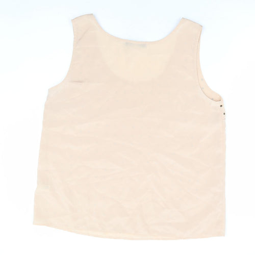 Oasis Womens Beige Polyester Basic Tank Size 16 Scoop Neck