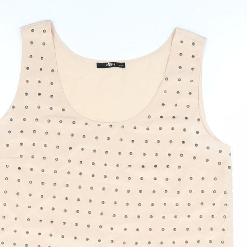 Oasis Womens Beige Polyester Basic Tank Size 16 Scoop Neck