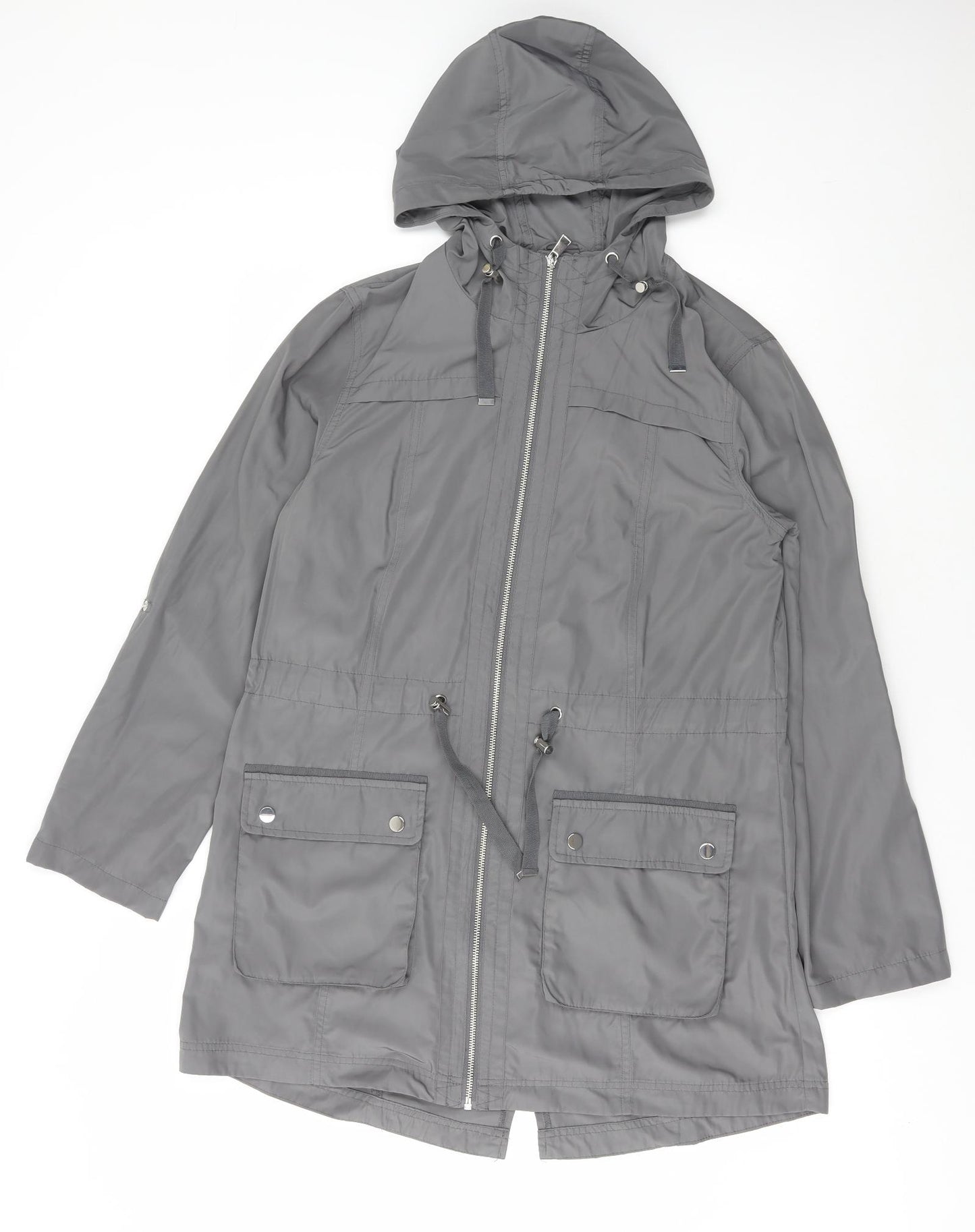 George Womens Grey Parka Coat Size 14 Zip