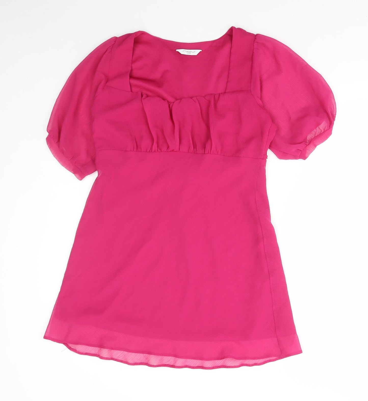 New Look Womens Pink Polyester A-Line Size 14 Square Neck Tie