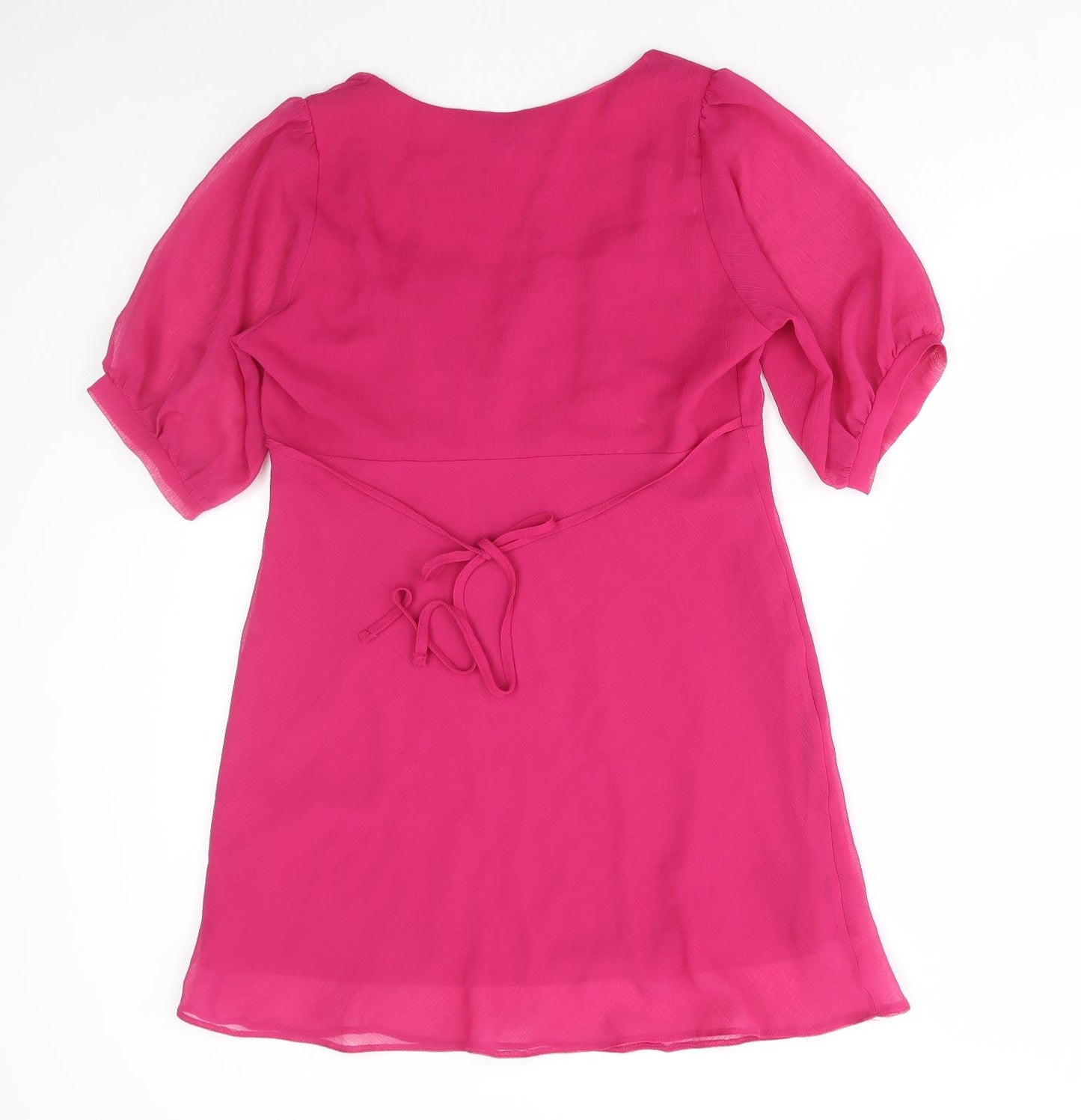 New Look Womens Pink Polyester A-Line Size 14 Square Neck Tie