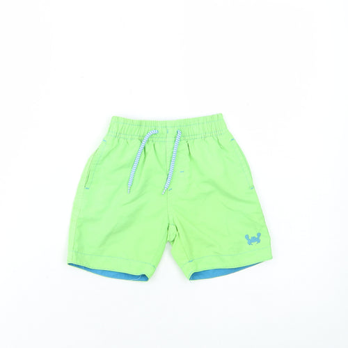 Rebel Boys Green Polyester Cropped Trousers Size 18-24 Months Drawstring - Swim Shorts