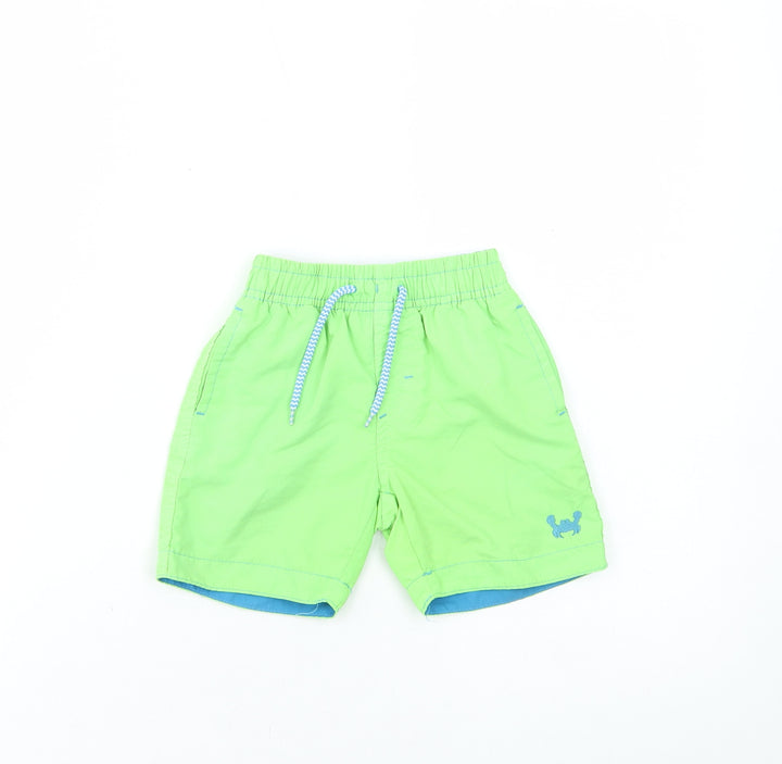 Rebel Boys Green Polyester Cropped Trousers Size 18-24 Months Drawstring - Swim Shorts