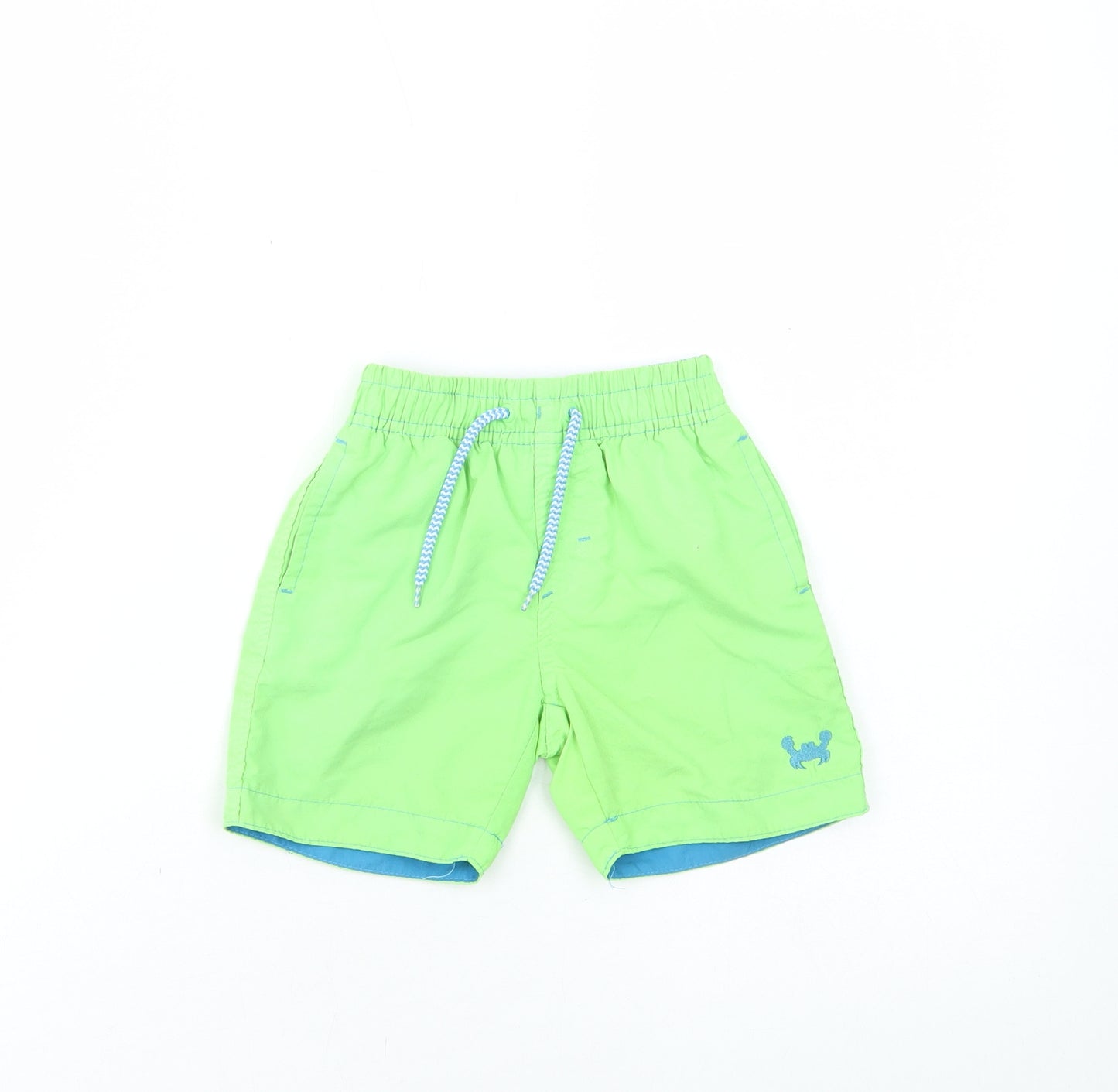 Rebel Boys Green Polyester Cropped Trousers Size 18-24 Months Drawstring - Swim Shorts