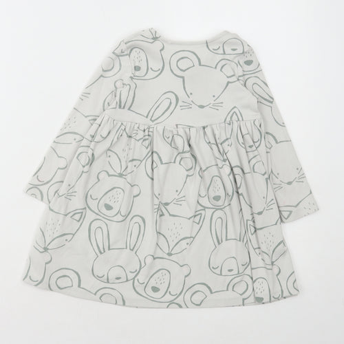 NEXT Girls Multicoloured Geometric Cotton A-Line Size 2-3 Years Round Neck Button - Animals