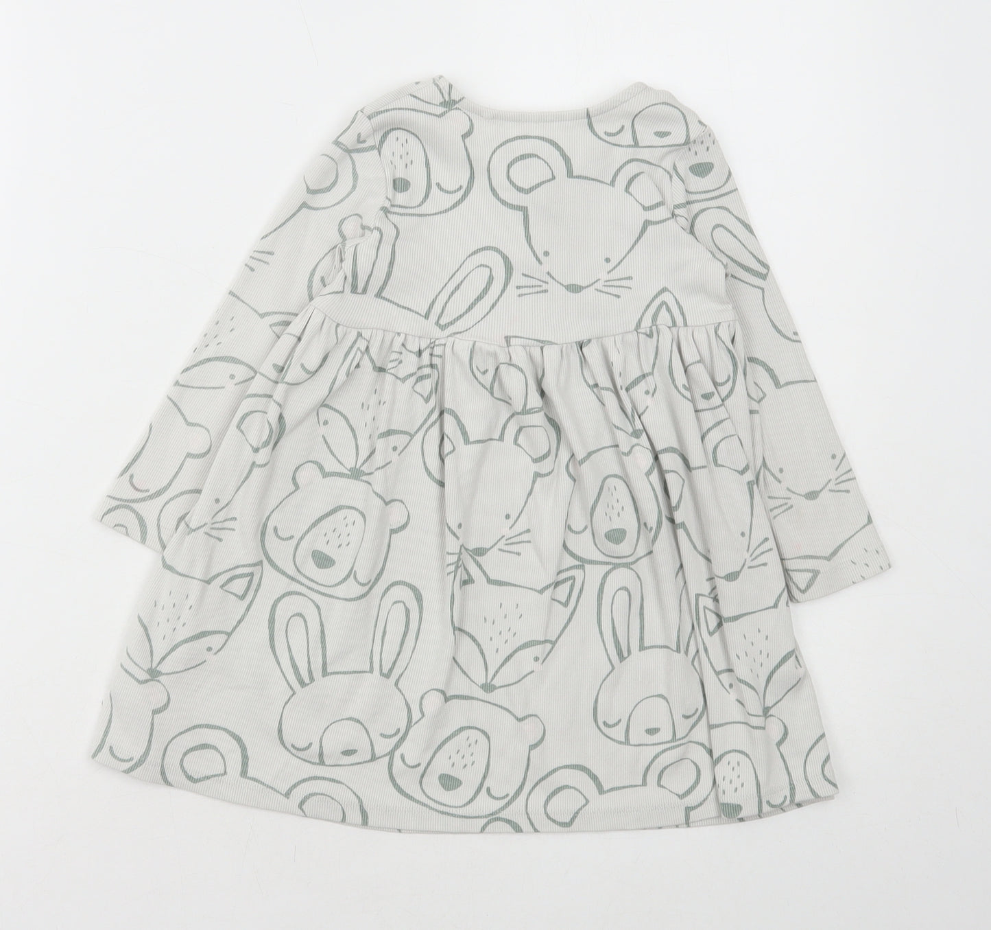 NEXT Girls Multicoloured Geometric Cotton A-Line Size 2-3 Years Round Neck Button - Animals
