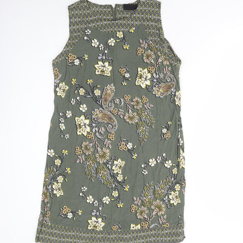 Wallis Womens Multicoloured Floral Polyester Tank Dress Size 16 Round Neck Zip