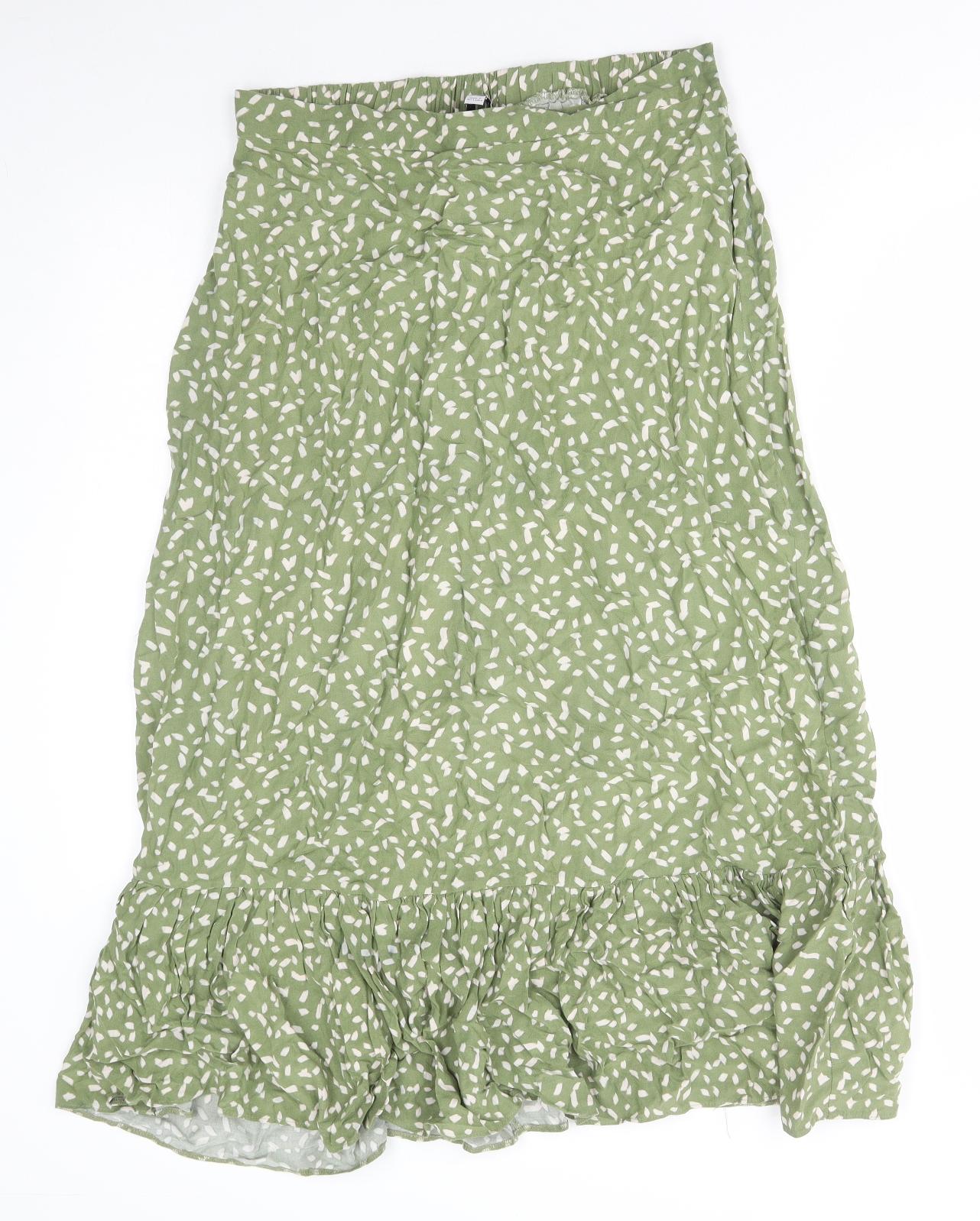 Dorothy Perkins Womens Green Geometric Polyester Flare Skirt Size 16