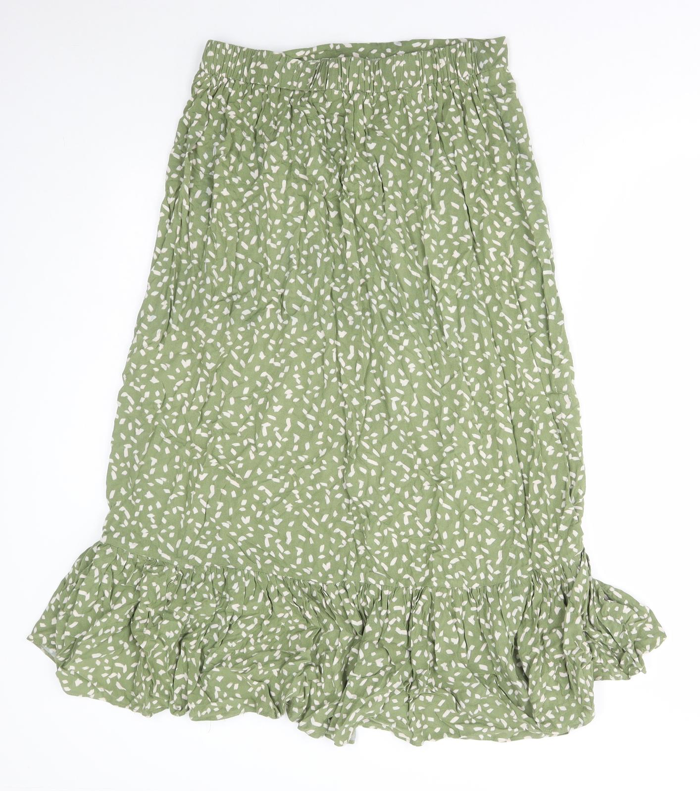 Dorothy Perkins Womens Green Geometric Polyester Flare Skirt Size 16