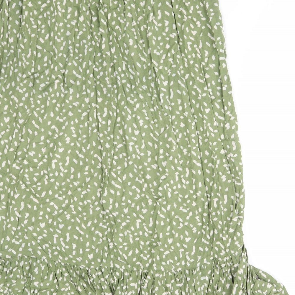 Dorothy Perkins Womens Green Geometric Polyester Flare Skirt Size 16