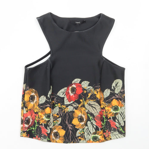 NEXT Womens Multicoloured Floral Polyester Basic T-Shirt Size 6 Round Neck