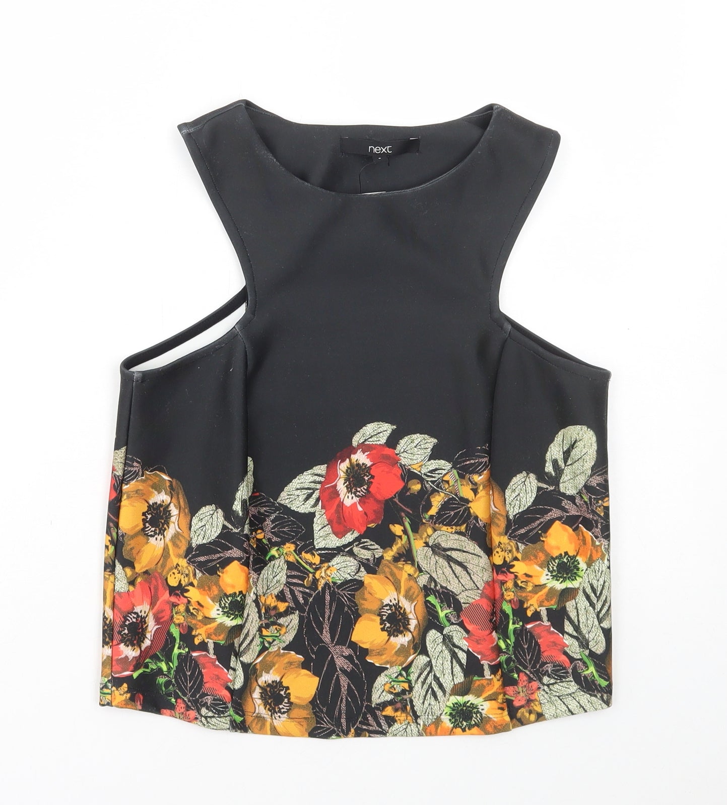 NEXT Womens Multicoloured Floral Polyester Basic T-Shirt Size 6 Round Neck