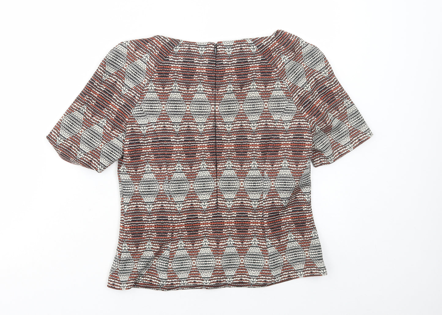 Marks and Spencer Womens Multicoloured Geometric Polyester Basic T-Shirt Size 10 Scoop Neck