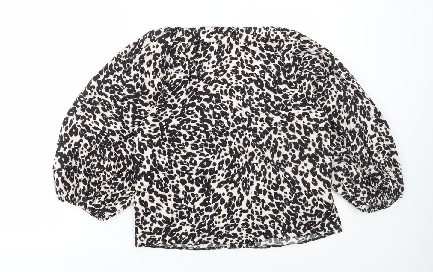 ASOS Womens Multicoloured Animal Print Cotton Basic Blouse Size 14 V-Neck - Leopard Print