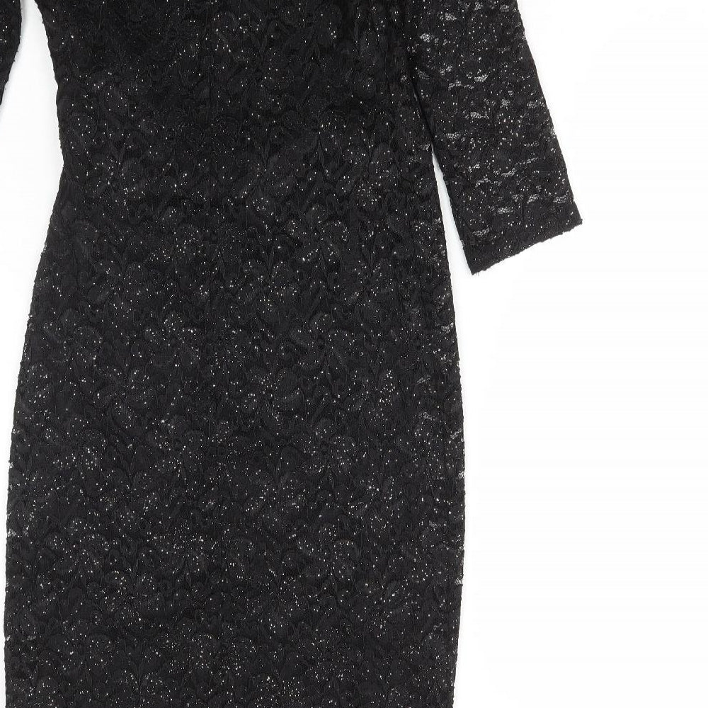 Dorothy Perkins Womens Black Polyester Bodycon Size 10 V-Neck Pullover