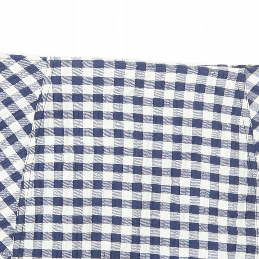 Cooperative Womens Blue Check Cotton Mini Skirt Size L Zip