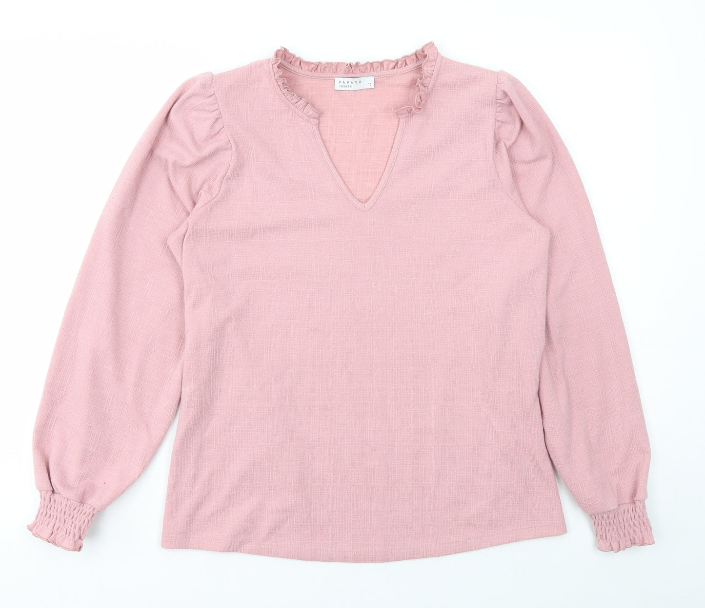 Matalan Womens Pink Polyester Basic T-Shirt Size 10 V-Neck