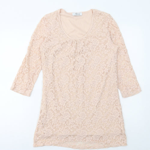 Anne Smith Womens Pink Polyester A-Line Size 14 Round Neck Pullover