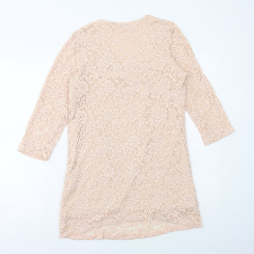 Anne Smith Womens Pink Polyester A-Line Size 14 Round Neck Pullover