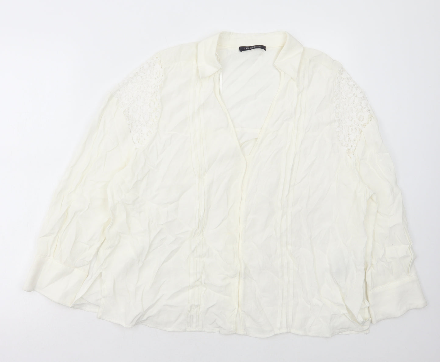 Marks and Spencer Womens White Polyamide Basic Blouse Size 14 V-Neck