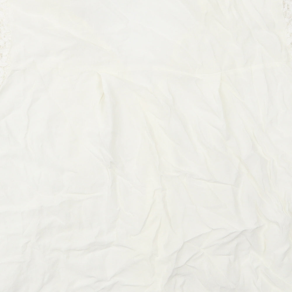 Marks and Spencer Womens White Polyamide Basic Blouse Size 14 V-Neck