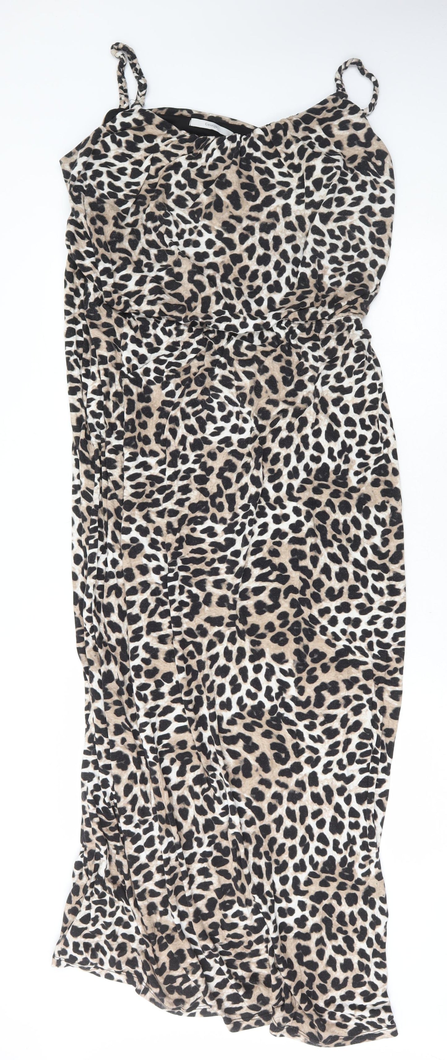 George Womens Brown Animal Print Viscose Maxi Size 20 Scoop Neck Pullover - Leopard Print