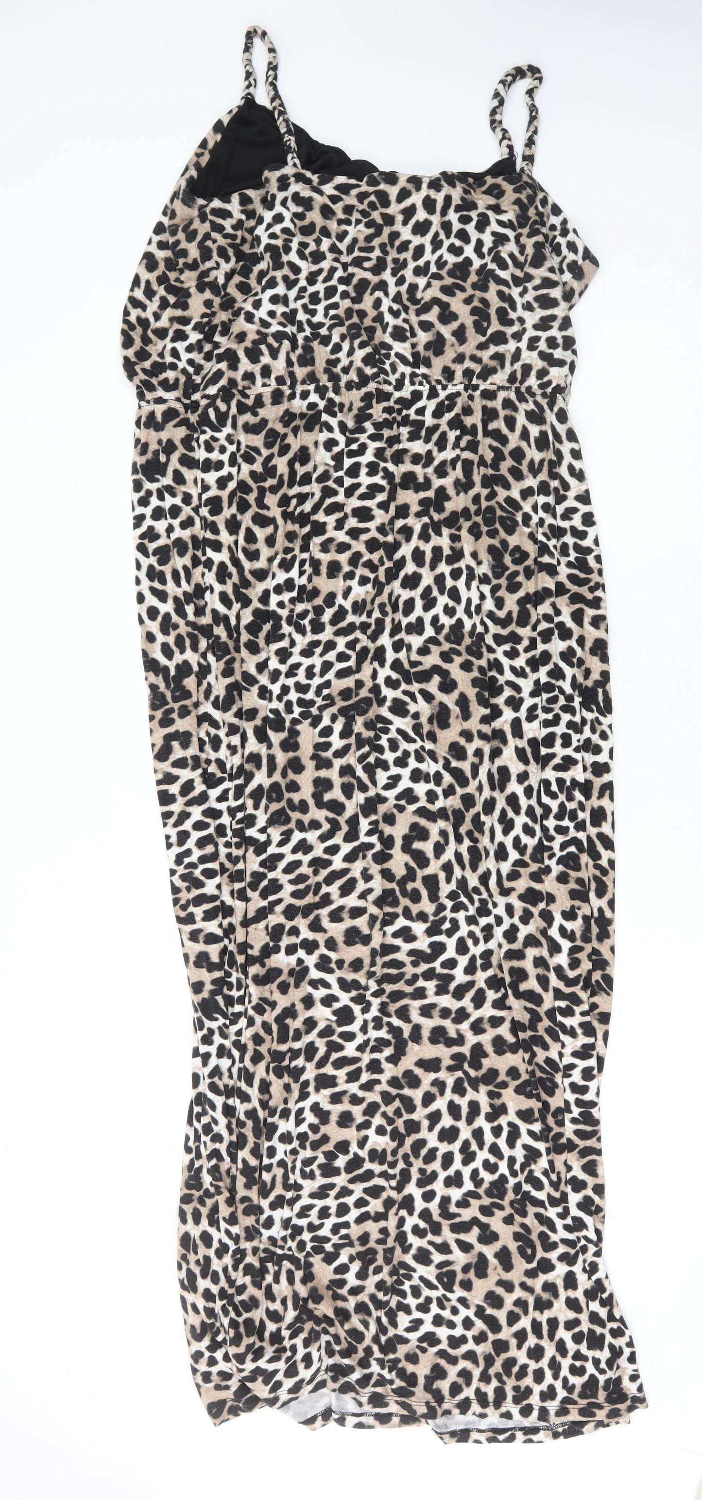 George Womens Brown Animal Print Viscose Maxi Size 20 Scoop Neck Pullover - Leopard Print