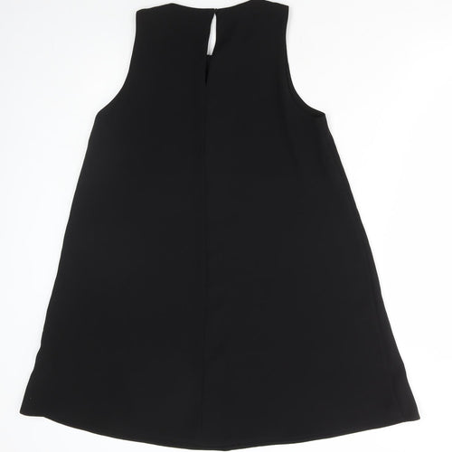 Zara Womens Black Polyester A-Line Size S High Neck Button