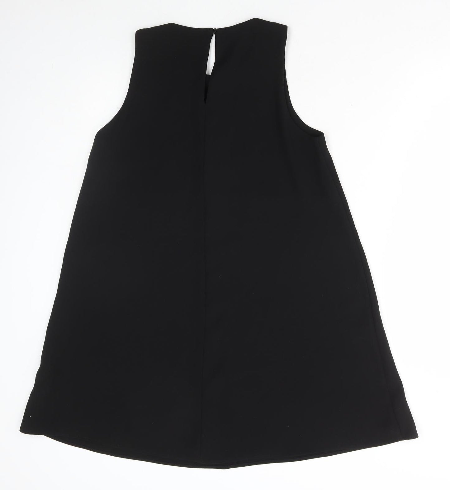 Zara Womens Black Polyester A-Line Size S High Neck Button
