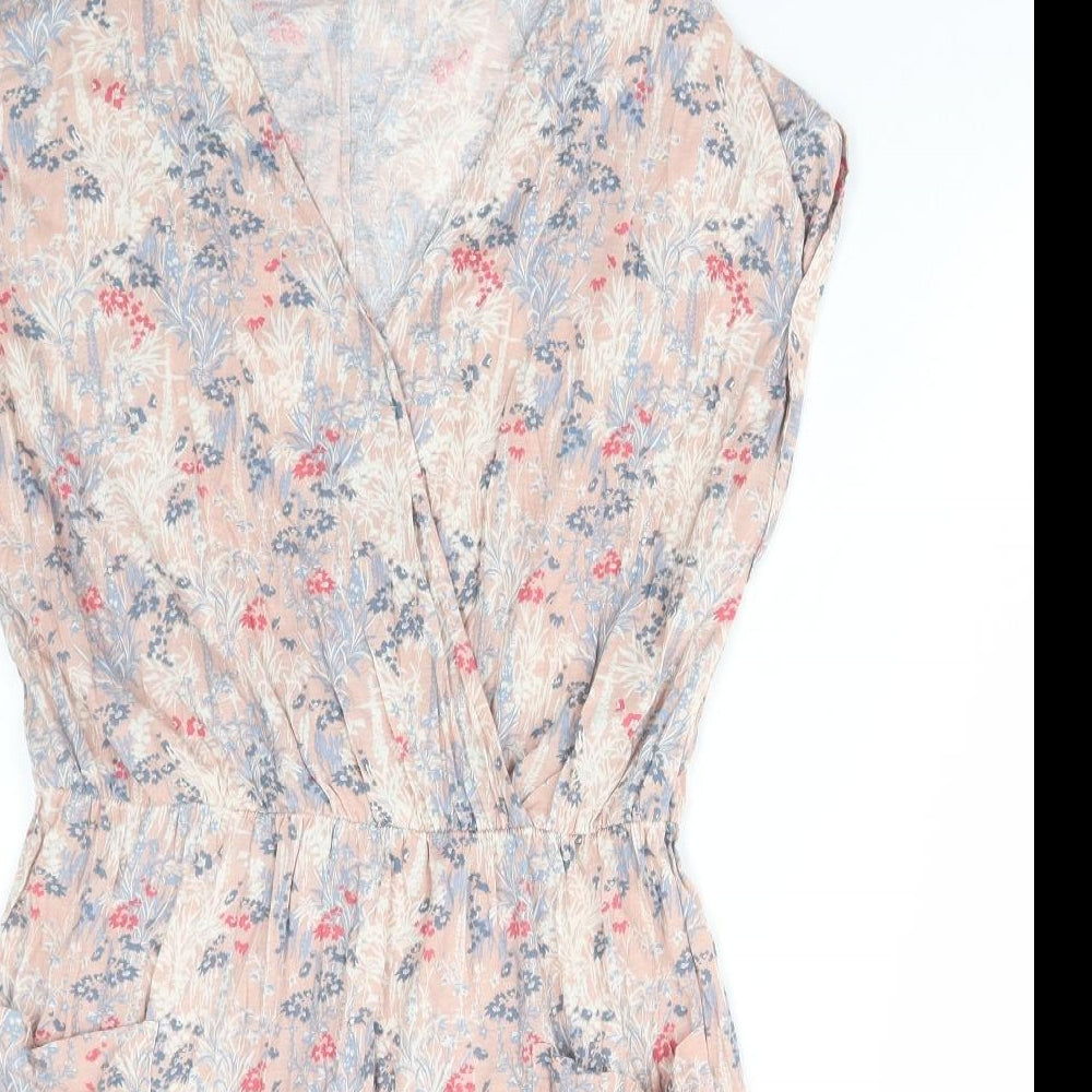 NEXT Womens Multicoloured Floral Cotton A-Line Size 16 V-Neck Pullover
