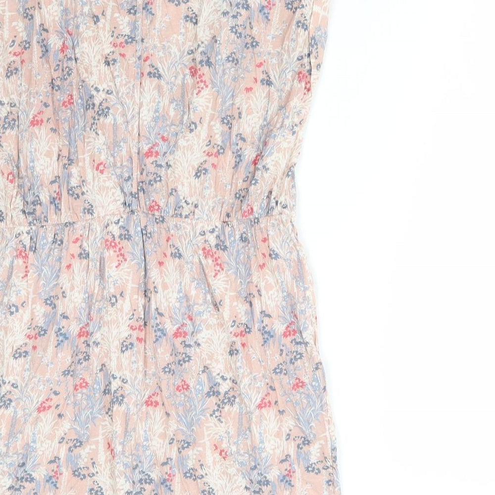 NEXT Womens Multicoloured Floral Cotton A-Line Size 16 V-Neck Pullover