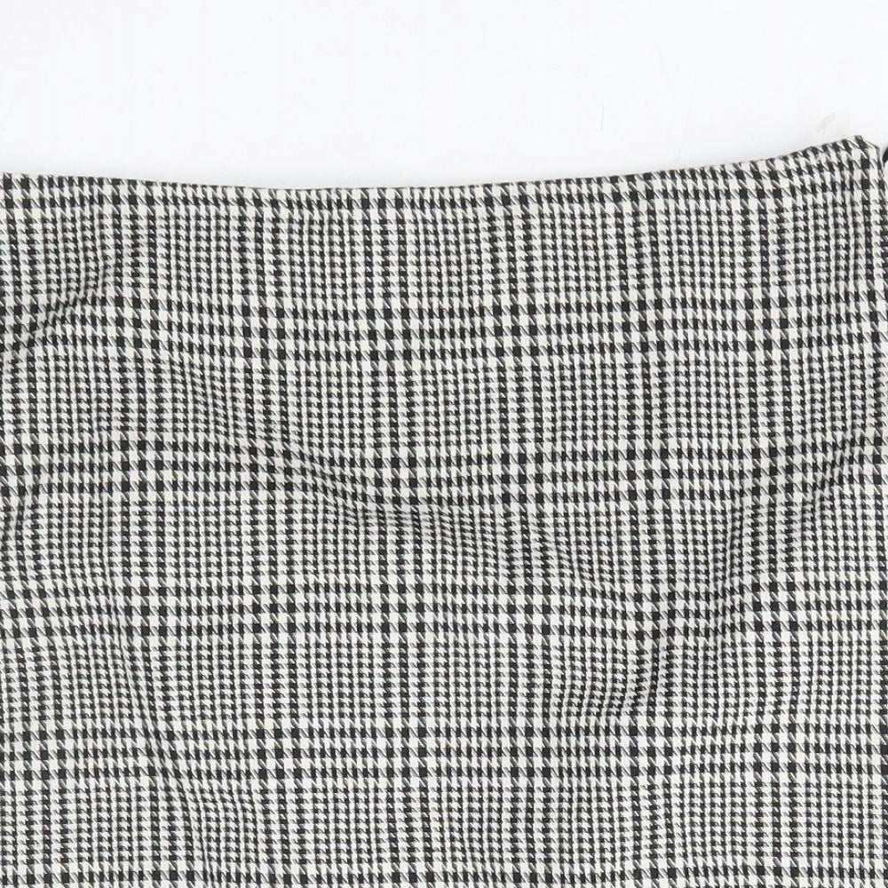 New Look Womens Black Argyle/Diamond Polyester Mini Skirt Size 12 Zip