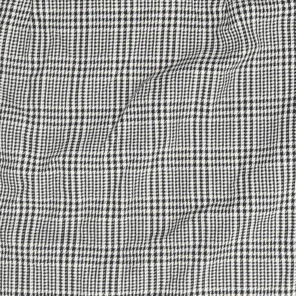 New Look Womens Black Argyle/Diamond Polyester Mini Skirt Size 12 Zip