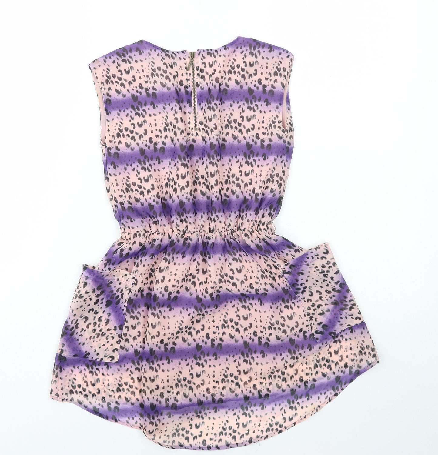 Limited Collection Girls Multicoloured Animal Print Polyester Basic Blouse Size 5-6 Years Round Neck Zip - Leopard Print
