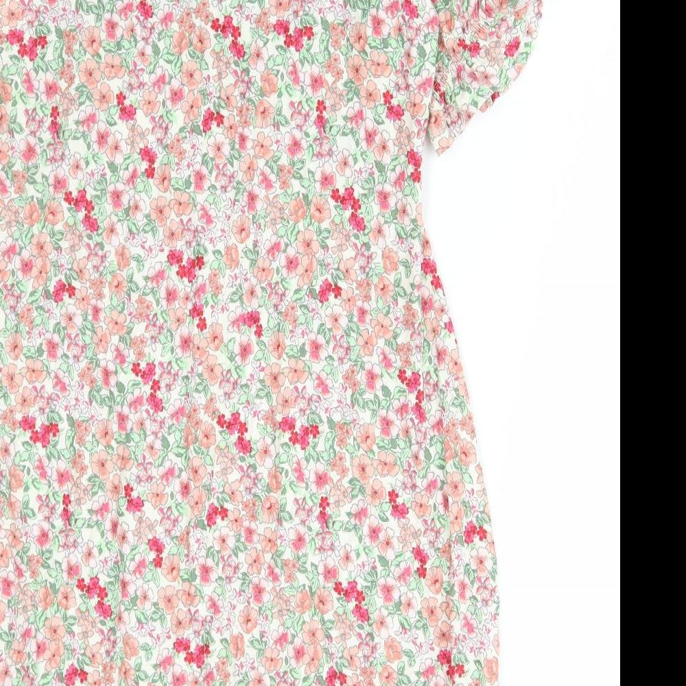 F&F Womens Multicoloured Floral Viscose A-Line Size 18 V-Neck Pullover