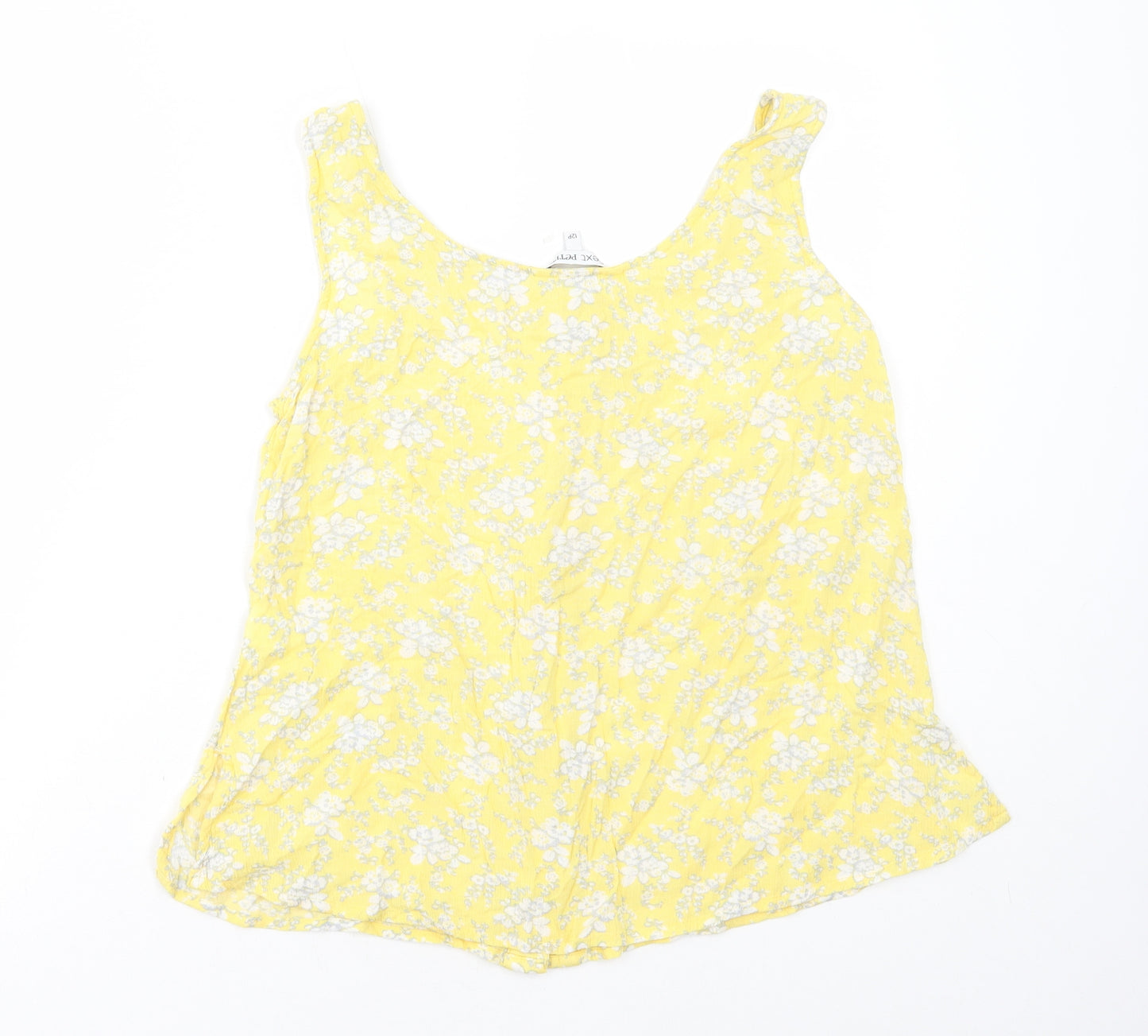 NEXT Womens Yellow Floral Polyester Basic Tank Size 12 Scoop Neck