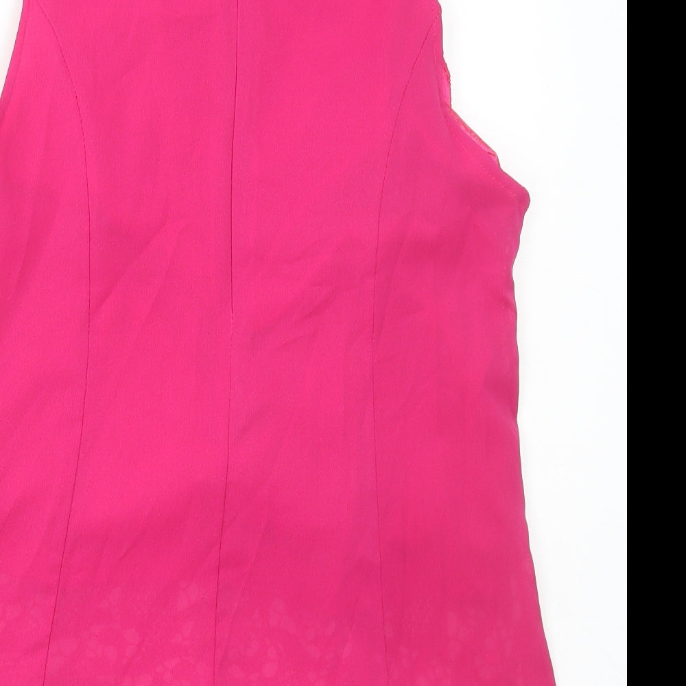 Oioninos Womens Pink Polyester Basic Blouse Size XL Round Neck