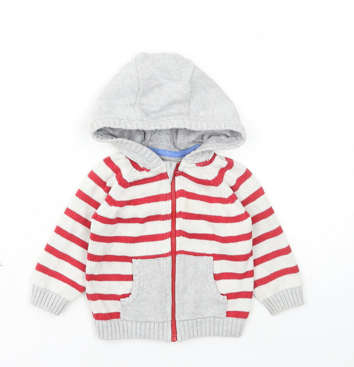 TU Boys Red Striped Jacket Size 6-9 Months Zip