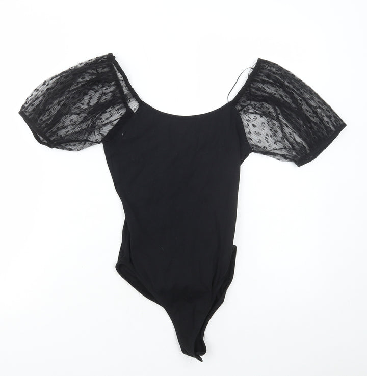 Primark Womens Black Polyester Bodysuit One-Piece Size S Pullover