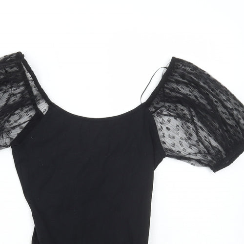 Primark Womens Black Polyester Bodysuit One-Piece Size S Pullover