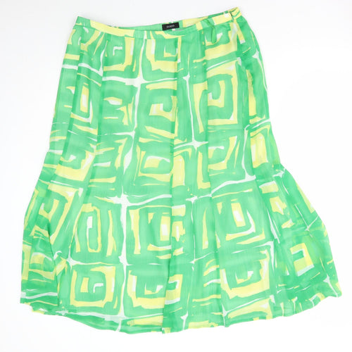 Baster Womens Green Geometric Polyester Flare Skirt Size 36 in Zip