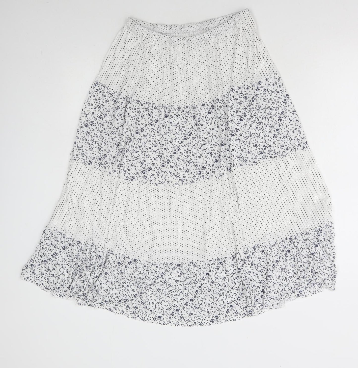 Preworn Womens White Floral Polyester Flare Skirt Size 26 in