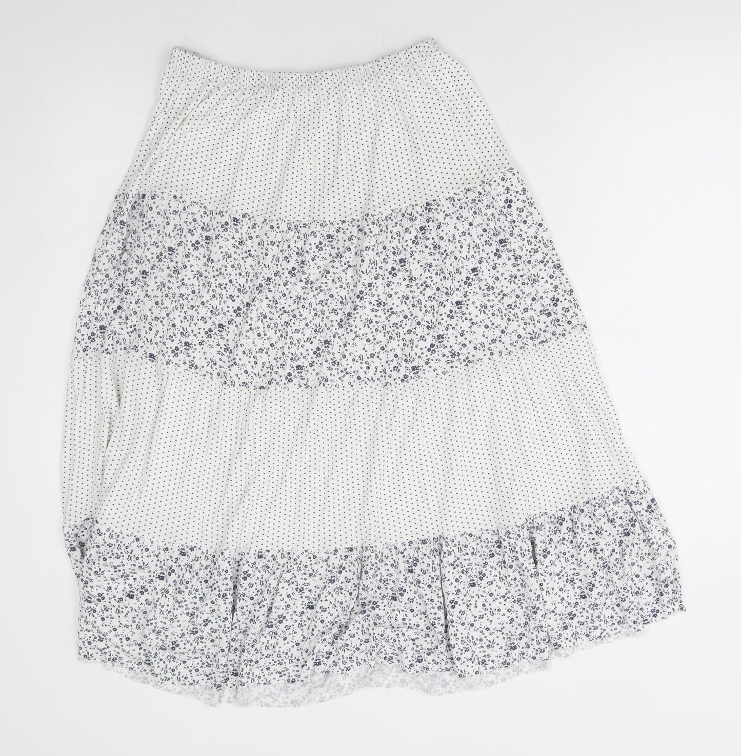 Preworn Womens White Floral Polyester Flare Skirt Size 26 in