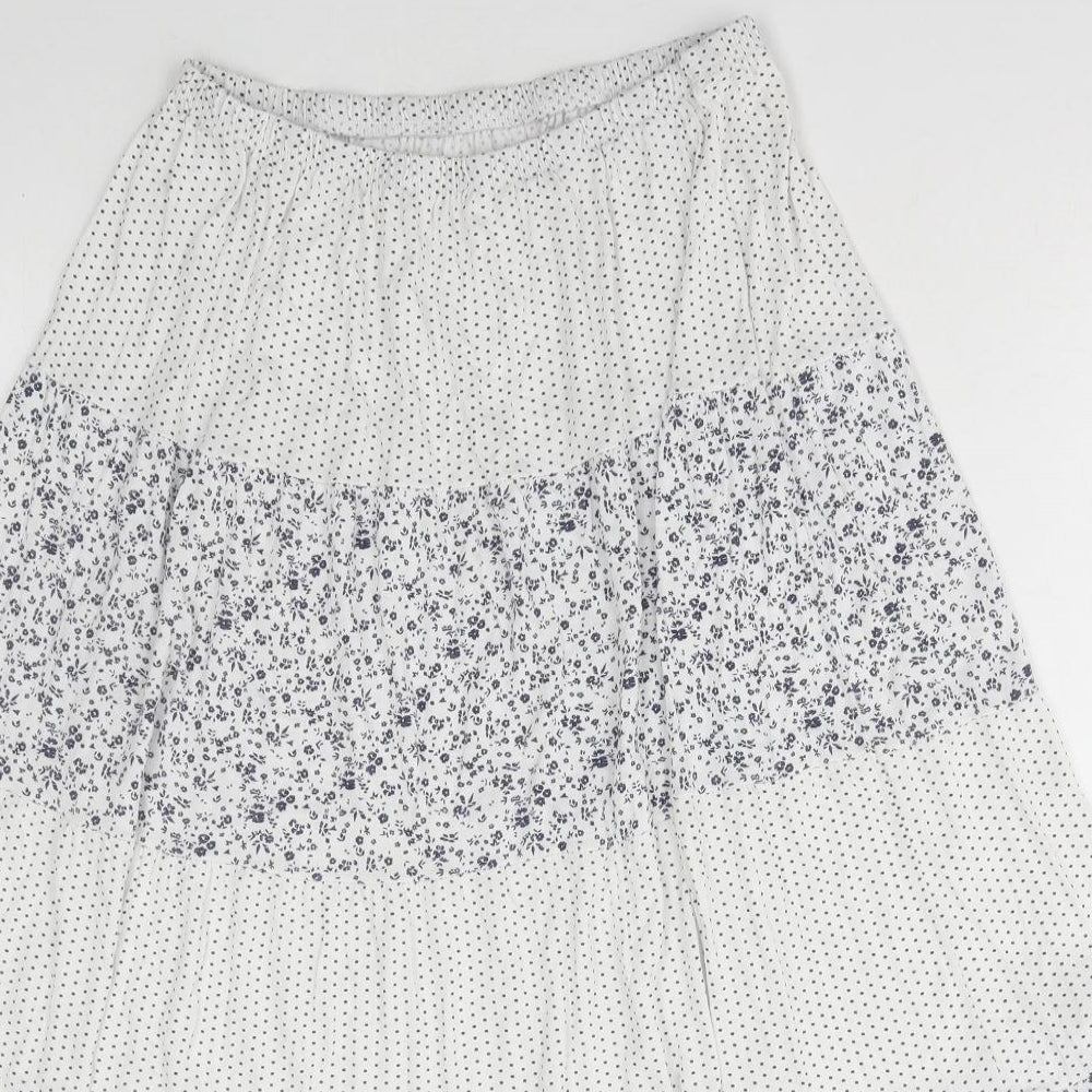 Preworn Womens White Floral Polyester Flare Skirt Size 26 in