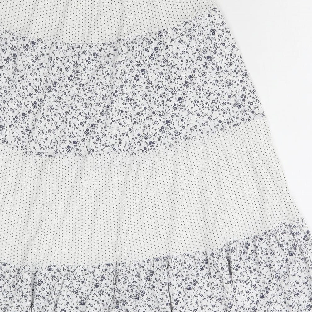 Preworn Womens White Floral Polyester Flare Skirt Size 26 in