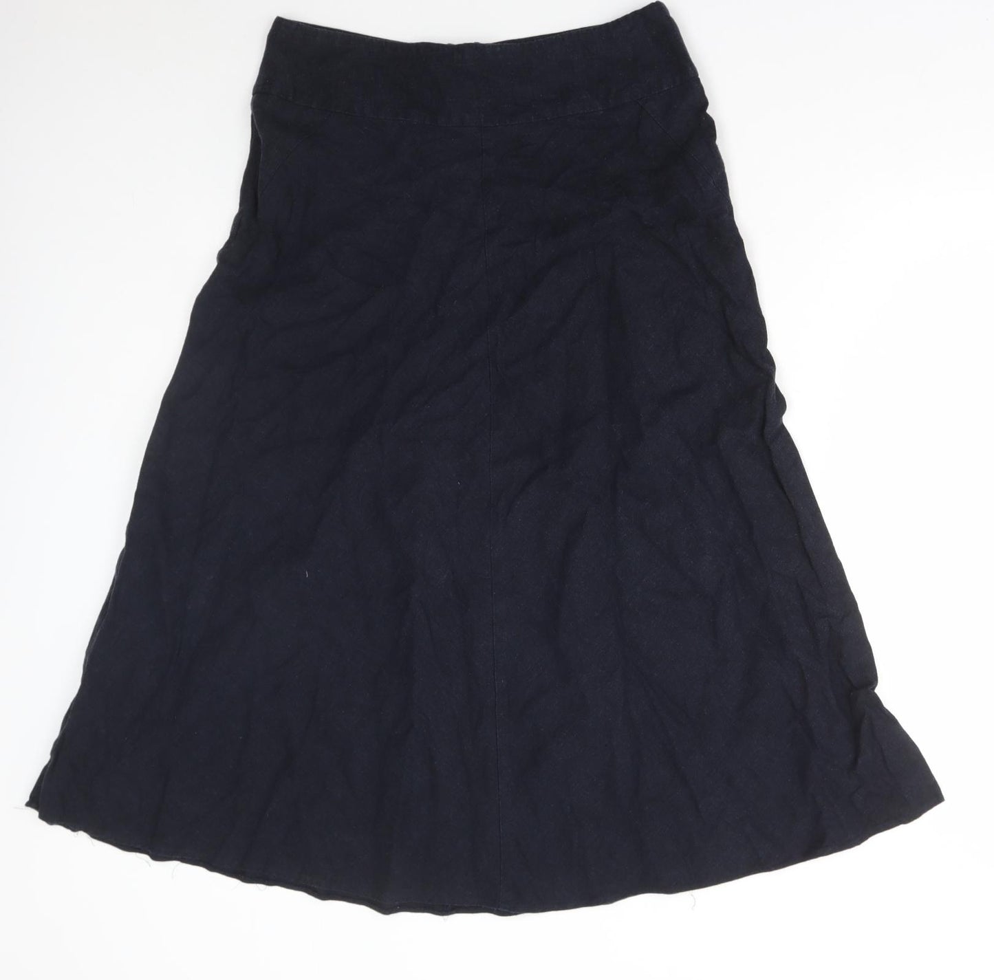 Marks and Spencer Womens Blue Linen Flare Skirt Size 32 in Zip