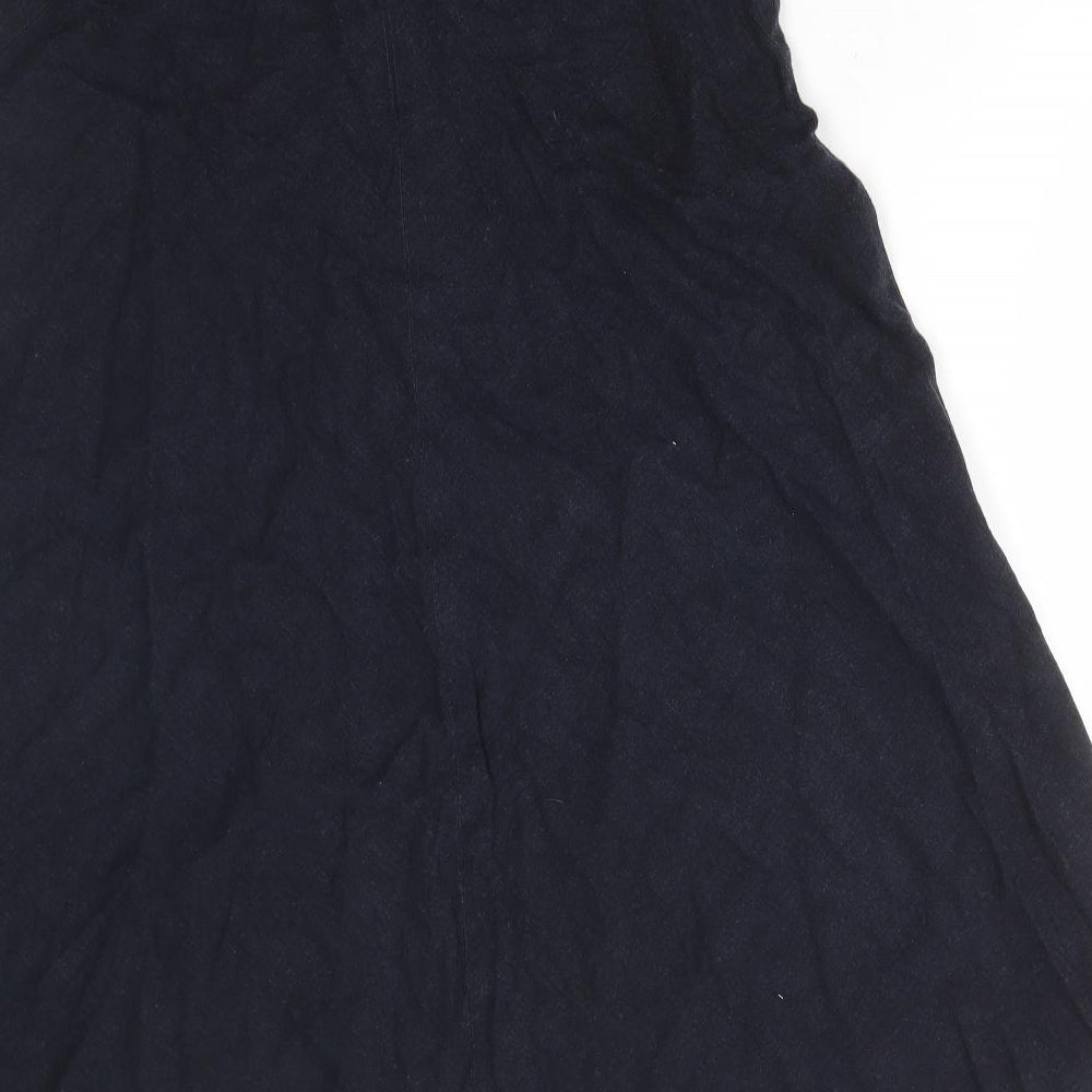 Marks and Spencer Womens Blue Linen Flare Skirt Size 32 in Zip