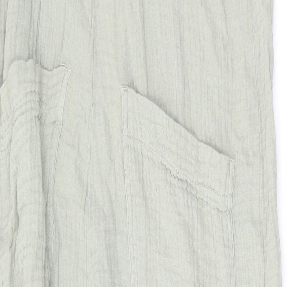 Zara Womens Green Cotton Jumpsuit One-Piece Size XS Button