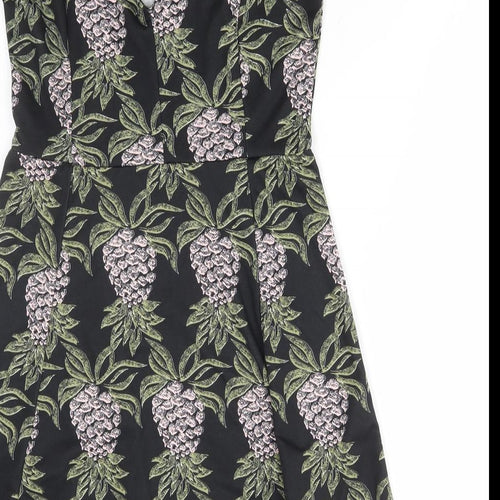 H&M Womens Multicoloured Floral Polyester Fit & Flare Size M V-Neck Pullover - Pineapple Print