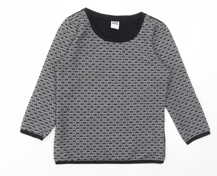 Vera Moda Womens Grey Geometric Polyester Basic T-Shirt Size S Round Neck